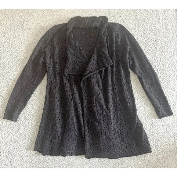 Eileen Fisher Merino Wool Open Cardigan Draped Grey Textured - Picture 1 of 16